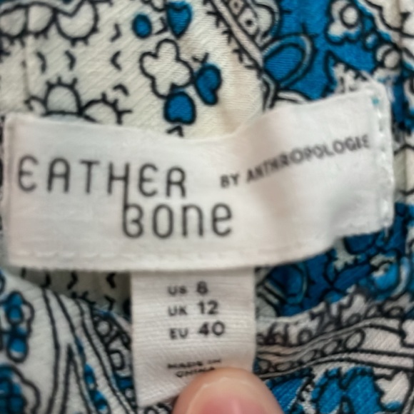 Anthropologie Feather Bone Talese Blue Paisley Printed Wide Leg Pants 8 - Picture 3 of 5